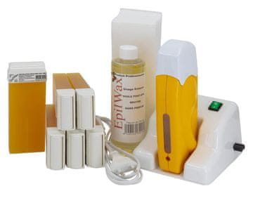 slomart EpilWax Set za depilacijo s stojalom - 6 patron s toplim voskom, aparat, 100 trakov in olje za nego.