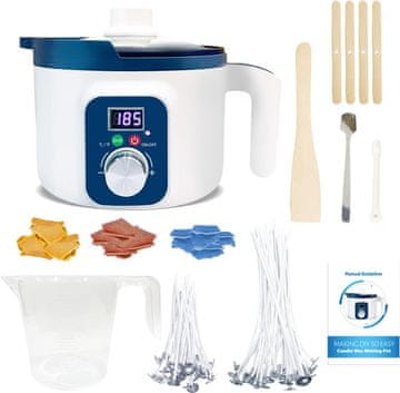 slomart KQU Digitalni topilnik voska za sveče z izlivom in avtomatsko regulacijo temperature, električni topilnik voska z zaslonom.