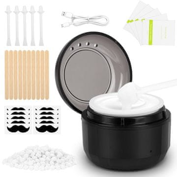 slomart Komplet za depilacijo, set za voskanje, grelec voska za odstranjevanje dlak, topla depilacija z voskom v zrncih, grelec toplega voska za obraz in telo (okrogel, črn)