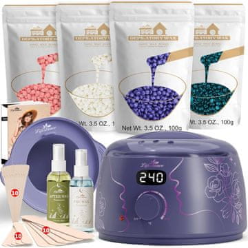 slomart Lifestance Waxing Set - Amethystspur L3 stroj za depilacijo z voskom za grobe dlake in dlačice, vroča depilacija za bikini, obrvi, pazduhe, obraz, noge.