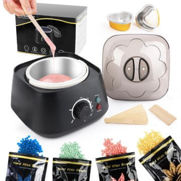 slomart LWMTT Set za depilacijo s voskom. Odstranjevanje dlačic s toplilcem voska, voskovimi kroglicami, lopaticami. Domača depilacija.