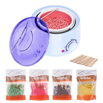 slomart Depilacija z voskom, grelec za vosek s 4x100g voskovimi kroglicami, brez bolečin, profesionalni električni grelec za vse vrste voska.