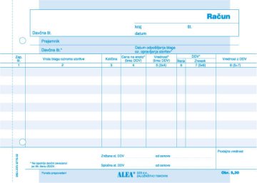 PIGO Obrazec 5,30 račun