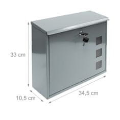 Northio Kovinski stenski poštni nabiralnik s 3 okenci in ključavnico