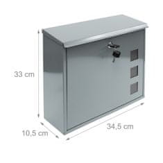 Northio Kovinski stenski poštni nabiralnik s 3 okenci in ključavnico