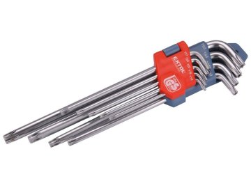 Extol Premium Podaljšani L-ključi TORX, komplet 9 kosov, T10-T50, izvrtani na kratki strani, CrV, 8819412