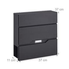 Northio Poštni nabiralnik jeklen črn 40x30x15 cm z držalom za časopis