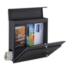 Northio Poštni nabiralnik jeklen črn 40x30x15 cm z držalom za časopis