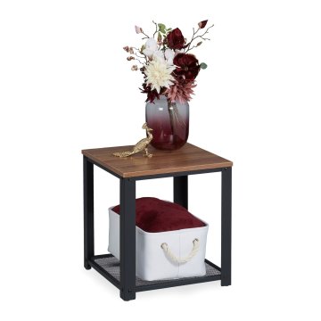 Northix Stranska mizica industrijski slog kovinski okvir lesena plošča