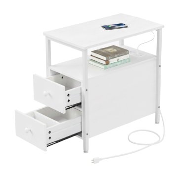 Northix Stranska mizica z USB priključki in električnimi vtičnicami