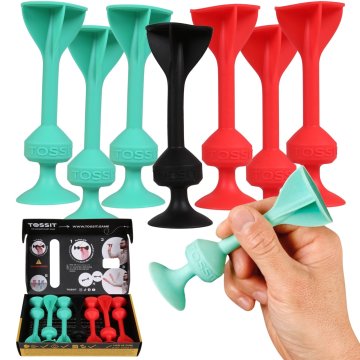 sarcia.eu TOSSIT Začetniški set, igra pikado s silikonskimi priseski, DART, metanje pikadov v barvi mete in rdeči, 7 KOSOV