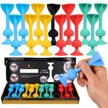 sarcia.eu TOSSIT Družinski komplet, igra pikado s silikonskimi priseski, družabna igra DART, 13 pikadov