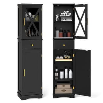 Northio Visoka kopalniška omarica z nastavljivimi policami, črna