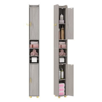 Northio Visoka kopalniška omarica z držalom za toaletni papir in kavlji, siva