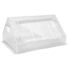 GARDEN LINE Majhna, bela vrtna rastlinjak, plastični tunel z zadrgo, pladenj za sadike 180x140xH94 cm
