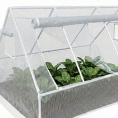GARDEN LINE Majhna, bela vrtna rastlinjak, plastični tunel z zadrgo, pladenj za sadike 180x140xH94 cm