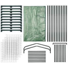 GARDEN LINE Zelena vrtna rastlinjak s štirimi policami, plastični tunel z zadrgo, pladenj za sadike 69x49x160 cm