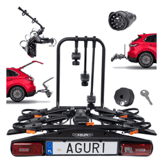 shumee Aguri Active Bike Pro 3 nosilec za 3 kolesa, črn, zložljiv