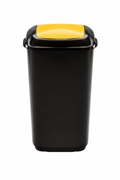 Plafor Koš za smeti črn pla 90l nihalen - rumen pokrov
