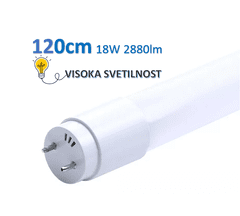 HEDA LED cevna sijalka T8 G13 120cm 6500k 18W 2880lm steklena