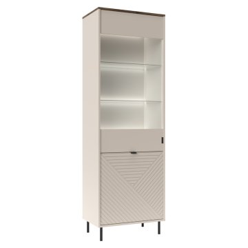 KONDELA Vitrina Eyco 1D1W - kašmir / hrast castello