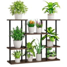 KONDELA Kovinsko stojalo za rože Leder - črna / rustikalni les