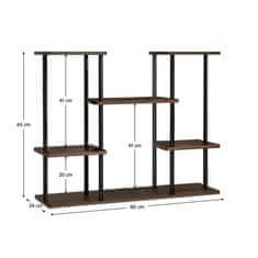 KONDELA Kovinsko stojalo za rože Leder - črna / rustikalni les