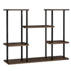 KONDELA Kovinsko stojalo za rože Leder - črna / rustikalni les