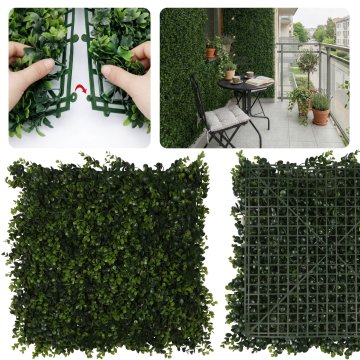 GARDEN LINE Plošča iz pušpanovega grma, gosto zelena stena, dekorativna stenska plošča, balkonska zavesa 50x50 cm 1 szt