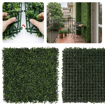GARDEN LINE Majhen panel iz buksusa, gosto zelena stena, dekorativni panel, balkonska zavesa 50x50 cm