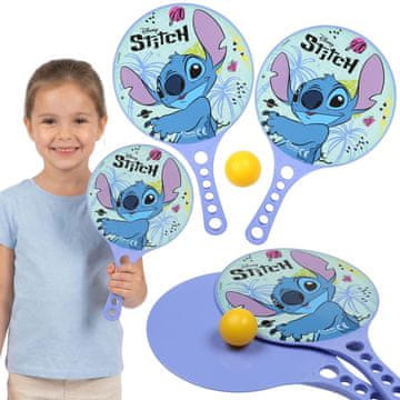 Disney DISNEY Stitch Plastična lopatka za otroke, loparji za igranje na vrtu + gumijasta žoga