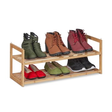Northix Zložljivo stojalo za čevlje iz bambusa 2-nivojsko