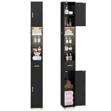 Northio Visoka kopalniška omarica 20x20x181 cm z LED osvetlitvijo črna