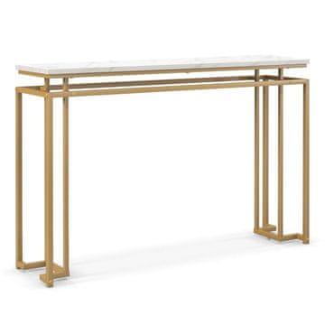 Northix 120 cm konzolna mizica z umetnim marmorjem, zlat kovinski okvir, nastavljive podloge, 30 kg nosilnost