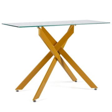 Northix Moderna steklena konzolna mizica z zlatimi kovinskimi nogami