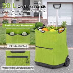 Northix Zložljiv nakupovalni voziček 50 L z nastavljivim ročajem