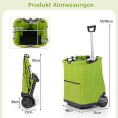 Northix Zložljiv nakupovalni voziček 50 L z nastavljivim ročajem