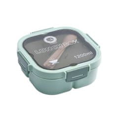 StarDeco Posoda za hrano s priborom Lunch Box 1200ml / zelena / plastika, silikon