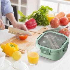 StarDeco Posoda za hrano s priborom Lunch Box 1200ml / zelena / plastika, silikon