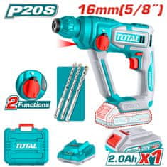 Total One-Stop Tools Akumulatorsko rotacijsko kladivo SDS Plus/5100bpm/1,5J/ INDUSTRIAL (SET Baterija 1x2Ah, Polnilec, Kovček) (TRHLI201681E)