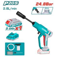 Total One-Stop Tools Akumulatorski visokotlačni čičstilec 24,8Bar/20V/2.0Ah-7.5Ah/P20S (SET Baterija 1x2Ah, Polnilec) (TPWLI20362E)