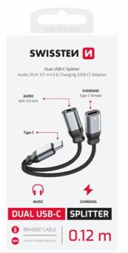 SWISSTEN 73502301 USB C/Jack 3,5MM 0,12M