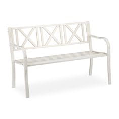 Northix Kovinska vrtna klop, 2-sed, vremensko odporna, prekrižano hrbtišče, idealna za vrtove in balkone