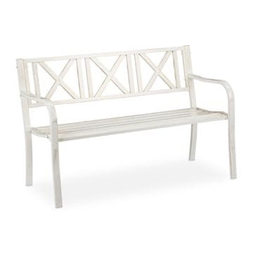 Northix Kovinska vrtna klop, 2-sed, vremensko odporna, prekrižano hrbtišče, idealna za vrtove in balkone