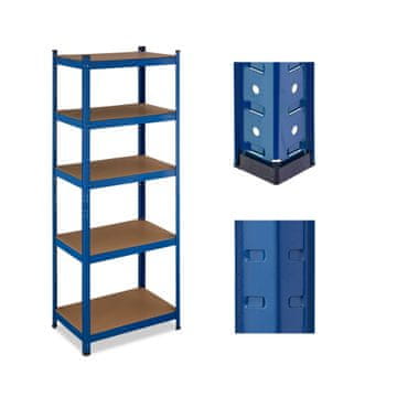 Northix Kovinski regal 5 nivojev modra visoka nosilnost MDF