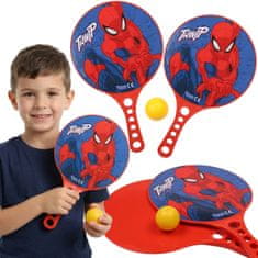 MARVEL COMICS MARVEL Spider Man Plastična lopatka za otroke, loparji za igranje na vrtu + gumijasta žoga