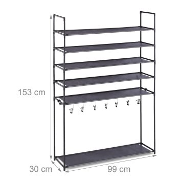 Northix Polica za čevlje s predalom za prtljažnik, kovinski okvir, enostavno sestavljanje