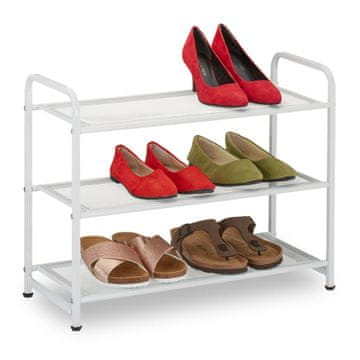 Northix Polica za čevlje iz bele kovine, 6 parov, trpežna jeklena konstrukcija