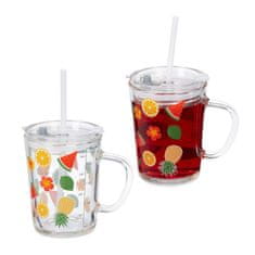 Northix Set 2 otroških kozarcev z motivi sadja, plastika, 250 ml