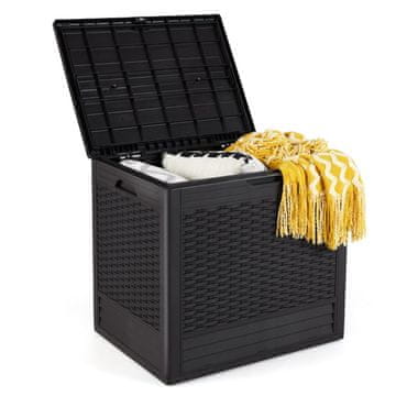 Northix Zunanji zaboj za shranjevanje 96L, pokrov s ključavnico, vzorec ratana